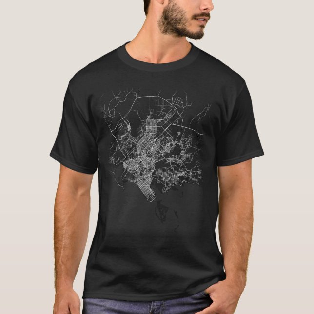 Minimal Karachi city map (LARGE PRINT) T-Shirt (Front)