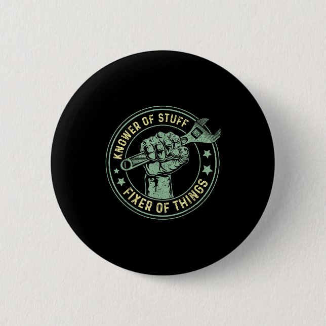Minimal Knower Stuff Fixer Things Retro 6 Cm Round Badge (Front)