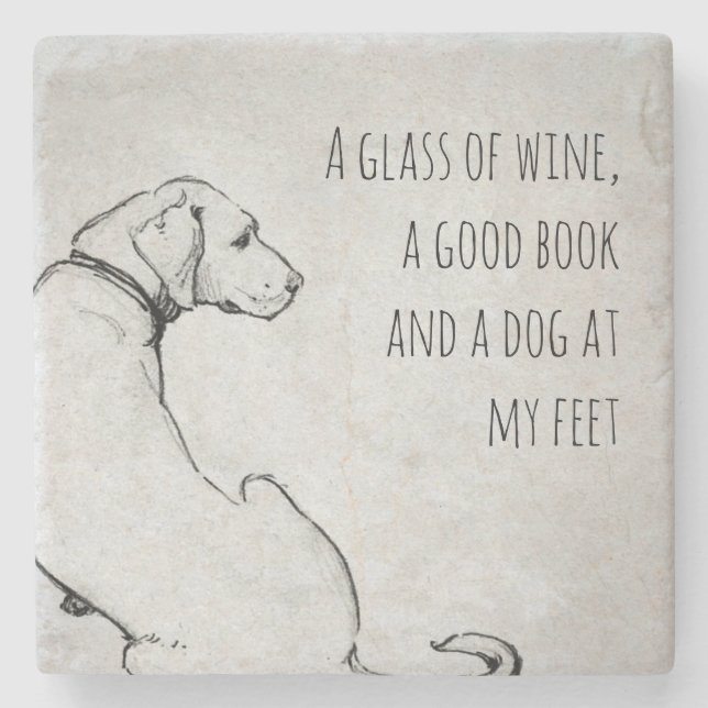 Minimal Labrador Dog Mum Quote Art Stone Coaster (Front)