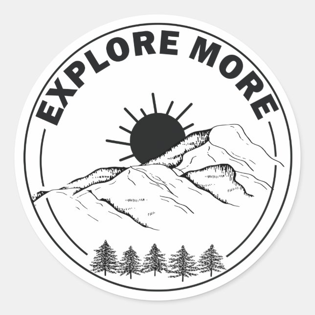 Minimal landscape pine trees forest classic round sticker (Front)