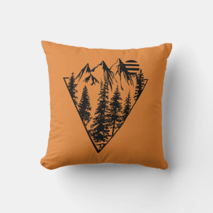 Minimal landscape pine trees forest cushion