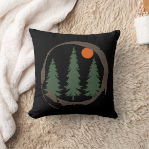 Minimal landscape pine trees forest cushion