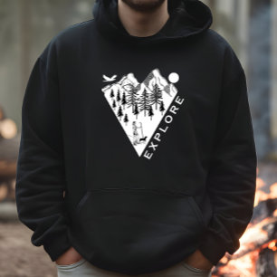 Minimal landscape pine trees forest hoodie