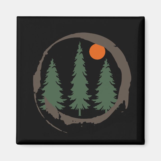 Minimal landscape pine trees forest   magnet (Front)
