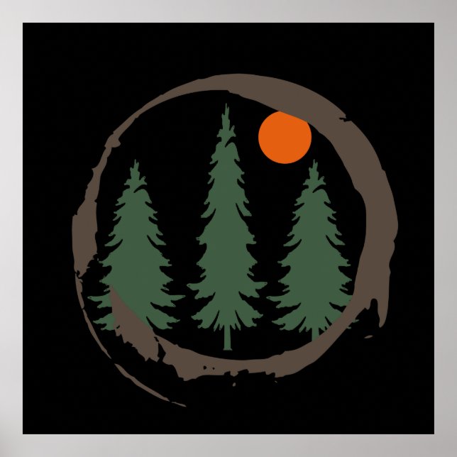 Minimal landscape pine trees forest   poster (Front)