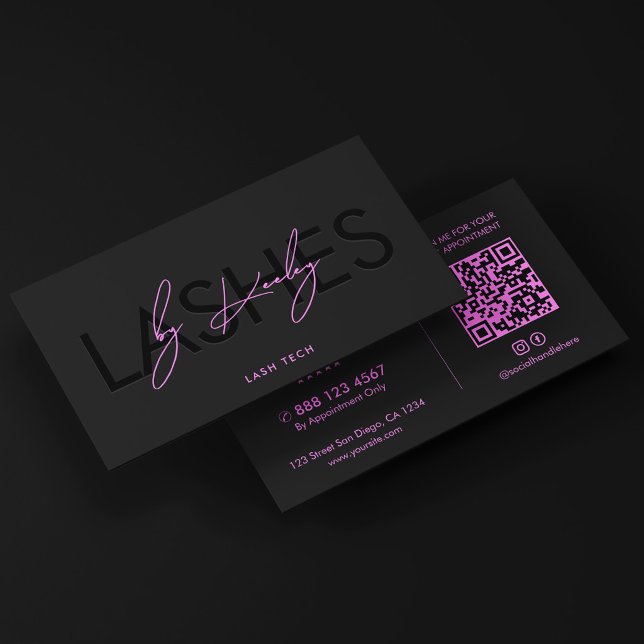 Minimal Lash Tech Black Purple Lashes Studio  Business Card (Minimal Lash Tech Black Purple Lashes Studio Business Card
)