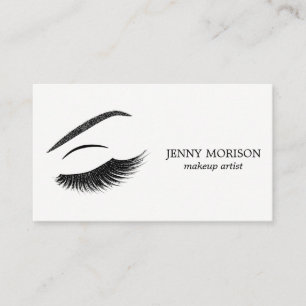 Minimal Lashes with Silver Glitter Makeup Artist Business Card