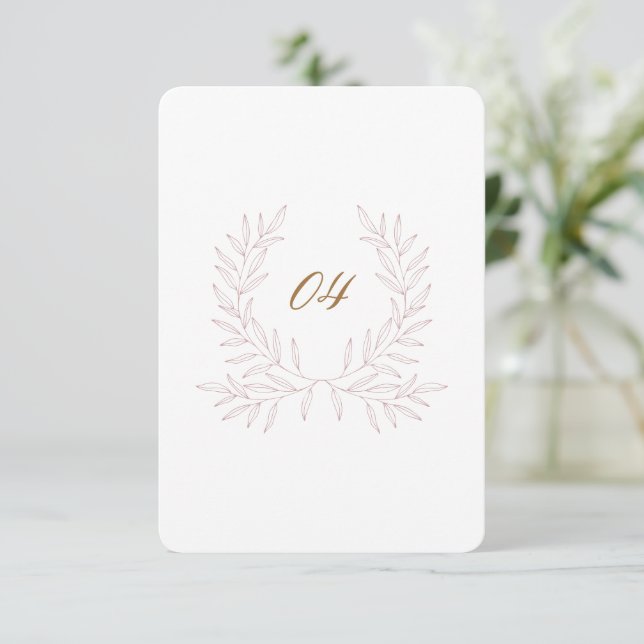 Minimal Laurel Table Number Wedding Sign Card K310 (Standing Front)