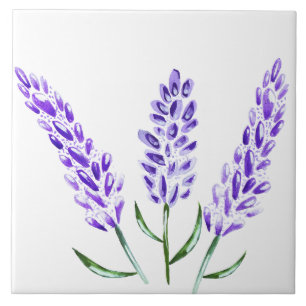Minimal Lavender Floral Botanical Farmhouse Ceramic Tile