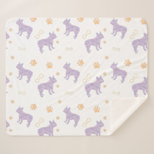 Minimal Lavender French Bulldog Silhouette Blanket