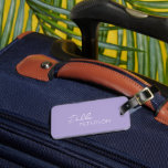 Minimal Lavender Modern Luggage Tag<br><div class="desc">Modern purple / lavender luggage tag featuring a simple and minimal design with your name in an elegant script and contemporary sans serif font.  The back has your contact information in a minimalist layout.</div>