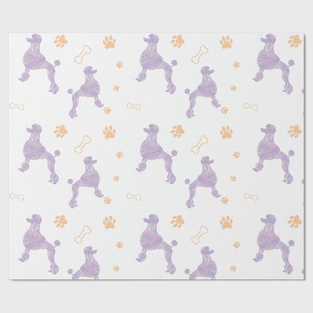 Minimal Lavender Poodle Silhouette Gift wrapping Paper (Flat)