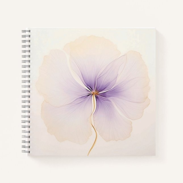 Minimal Lavender Watercolor Flower Spiral Notebook (Front)