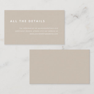 Minimal Layout   Beige with White Wedding Details Enclosure Card