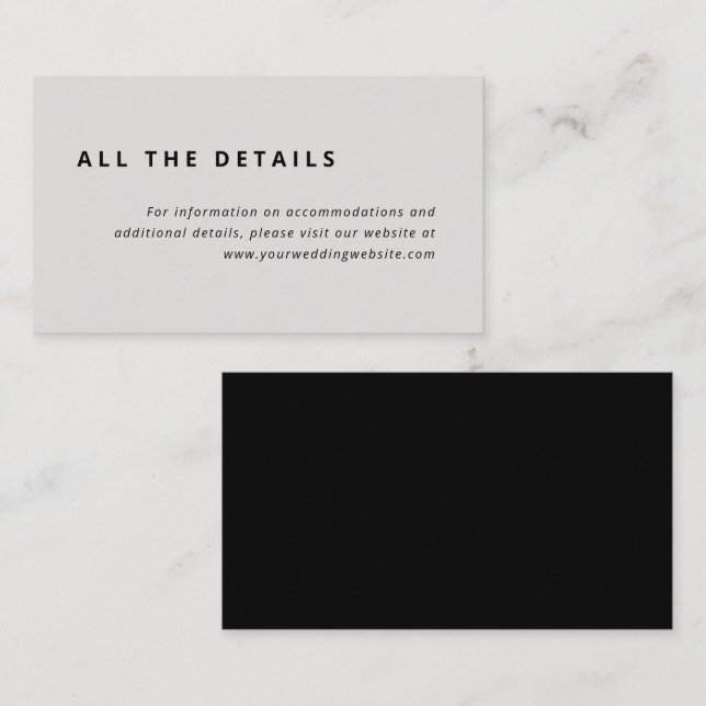 Minimal Layout | Grey and Black Wedding Details Enclosure Card (Front/Back)