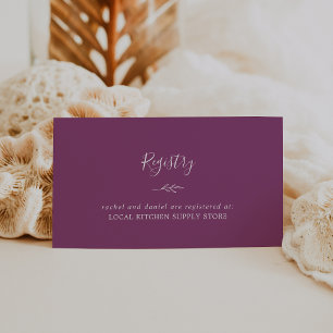 Minimal Leaf   Berry Purple Gift Registry Enclosure Card