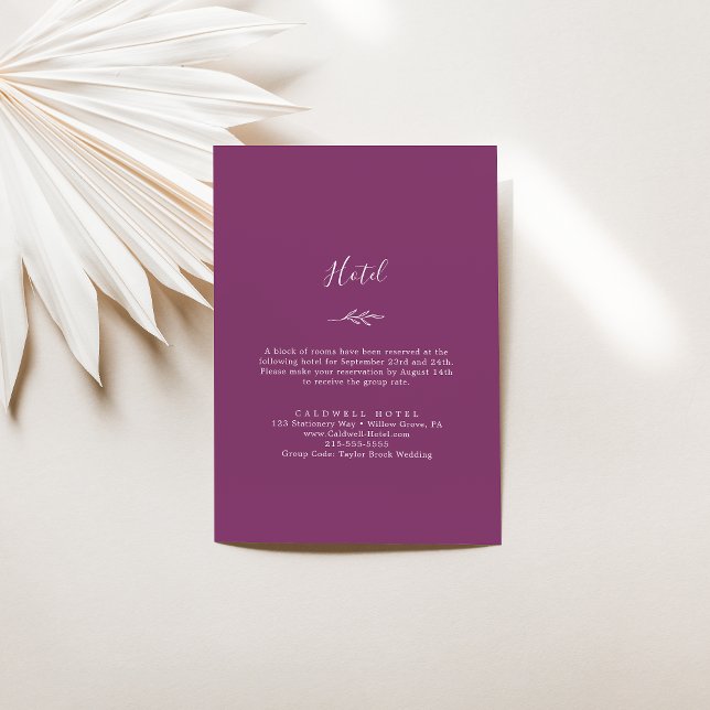 Minimal Leaf | Berry Purple Hotel Enclosure Card (Creator Uploaded)