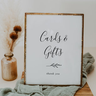 Minimal Leaf Black and White Cards and Gifts Poster