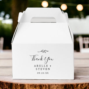 Minimal Leaf   Black and White Thank You Wedding Favour Box