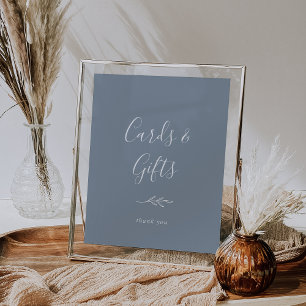 Minimal Leaf Blue and White Cards and Gifts Poster