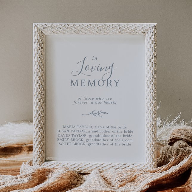 Minimal Leaf | Blue In Loving Memory Memorial Sign (Creator Uploaded)