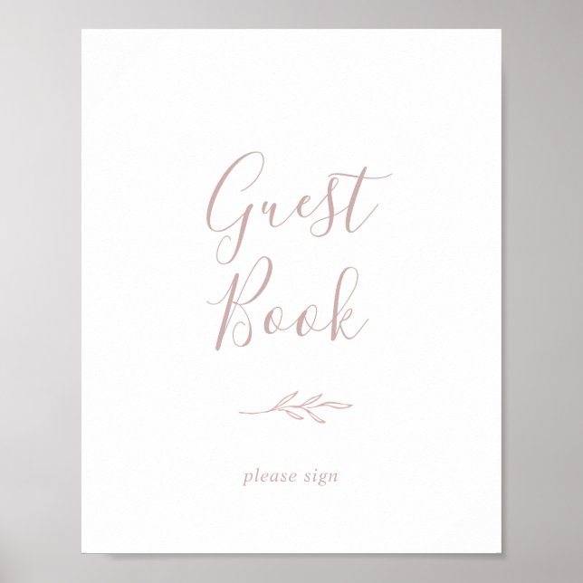 Minimal Leaf | Blush Pink Guest Book Sign (Front)