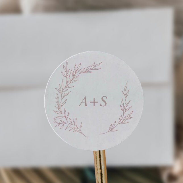 Minimal Leaf | Blush Pink Monogram Envelope Seals (Creator Uploaded)