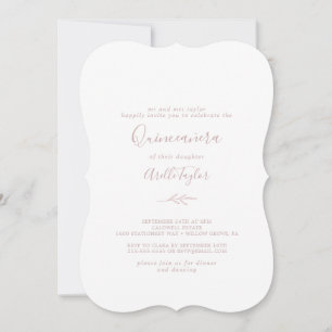 Minimal Leaf   Blush Pink Quinceañera Invitation