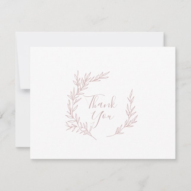 Minimal Leaf | Blush Pink Thank You Card (Front)