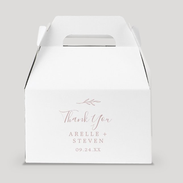 Minimal Leaf | Blush Pink Thank You Wedding Favour Box (Creator Uploaded)