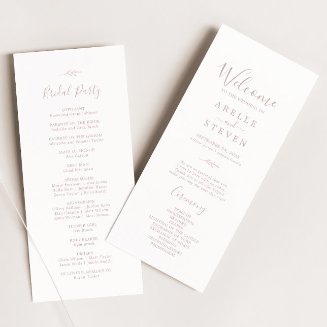 Minimal Leaf | Blush Pink Wedding Program (Creator Uploaded)