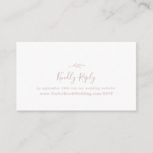 Minimal Leaf Blush Pink Wedding Website RSVP Enclosure Card