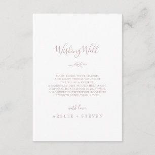 Minimal Leaf Blush Pink Wedding Wishing Well Card