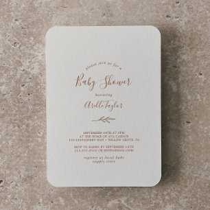 Minimal Leaf   Boho Cream Baby Shower Invitation