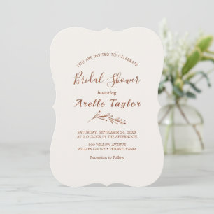 Minimal Leaf   Boho Cream Bridal Shower Invitation