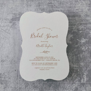 Minimal Leaf   Boho Cream Bridal Shower Invitation