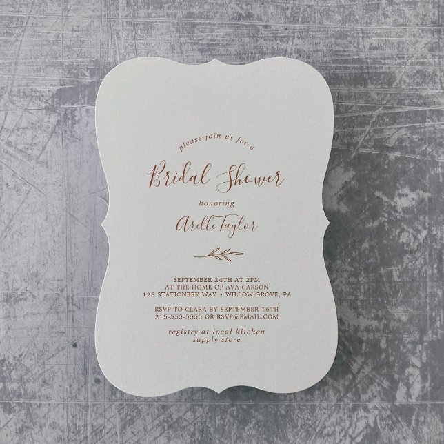 Minimal Leaf | Boho Cream Bridal Shower Invitation (Creator Uploaded)
