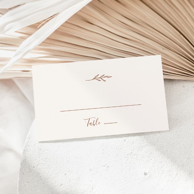 Minimal Leaf | Boho Cream Flat Wedding Place Card (Creator Uploaded)