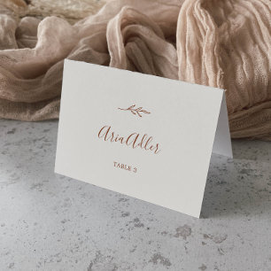 Minimal Leaf   Boho Cream Guest Name Place Cards