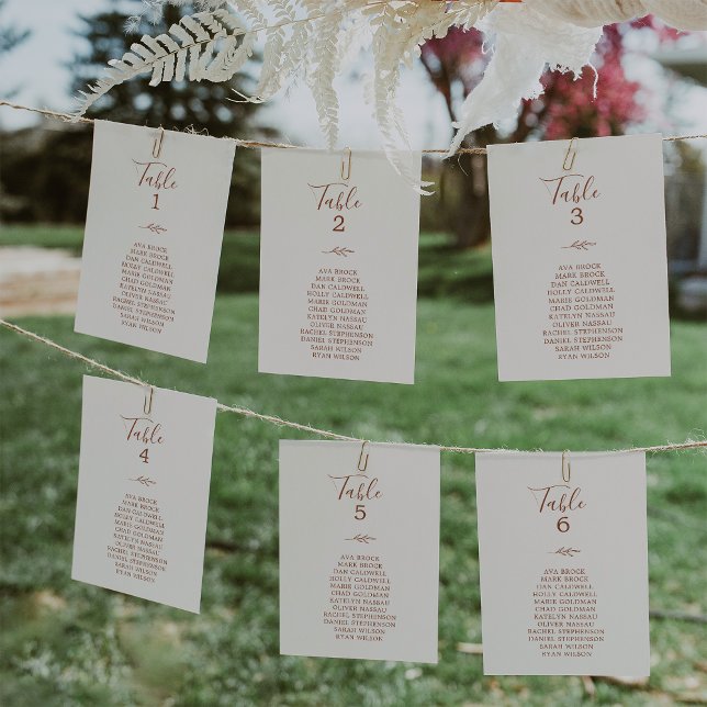 Minimal Leaf Boho Cream Hanging Seating Chart Card (Creator Uploaded)