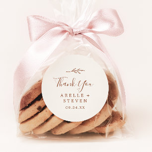 Minimal Leaf Boho Cream Thank You Favour Sticker