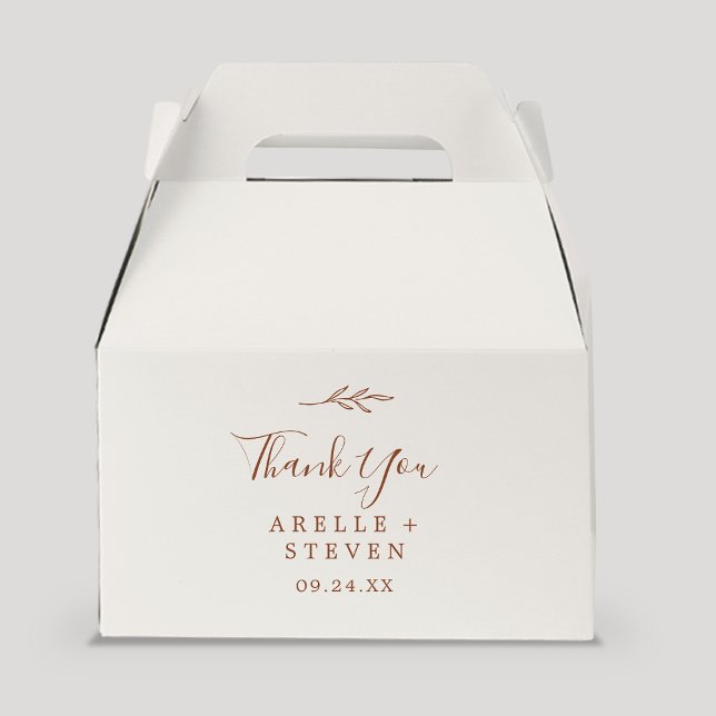 Minimal Leaf | Boho Cream Thank You Wedding Favour Box (Creator Uploaded)