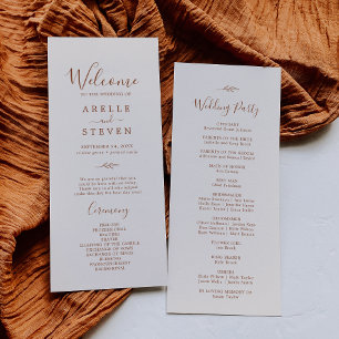 Minimal Leaf Boho Cream Wedding Program
