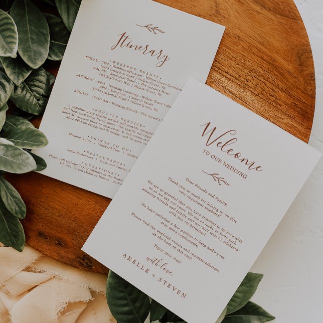 Minimal Leaf Boho Cream Welcome Letter & Itinerary (Creator Uploaded)