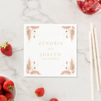 Minimal Leaf Boho Floral Wedding Napkin