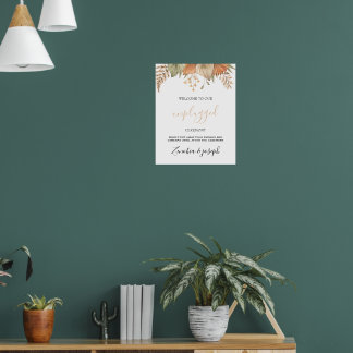 Minimal Leaf Boho Floral Wedding unplugged sign