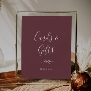 Minimal Leaf Burgundy Cards and Gifts Poster