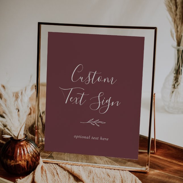 Minimal Leaf | Burgundy Custom Text Sign (Creator Uploaded)