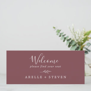 Minimal Leaf Burgundy Seating Chart Header
