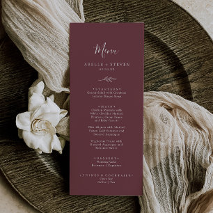 Minimal Leaf   Burgundy Wedding Dinner Menu